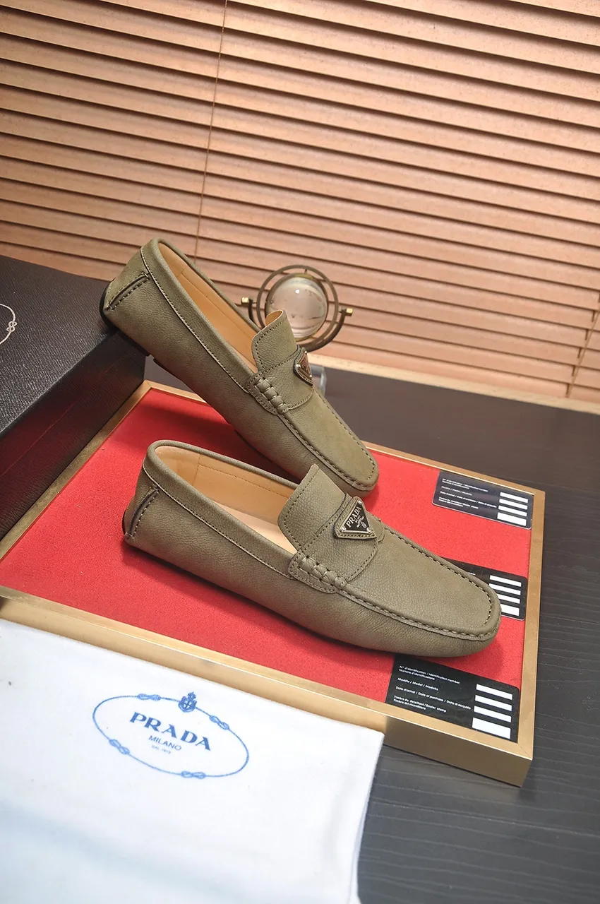 Men's Men's Shoes💰420💶【PRADA】 (High-end Niuli) New 🍀PRADA - Prada Doudou Shoes! Made of imported original cowhide, the inner top layer is comfortable cowhide lining! Original wear-resistant rubber outsole! High quality products! Code number 38-45 (45 customized)